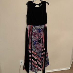 Eliza J Navy Blue Scarf Print Sleeveless Maxi Dress